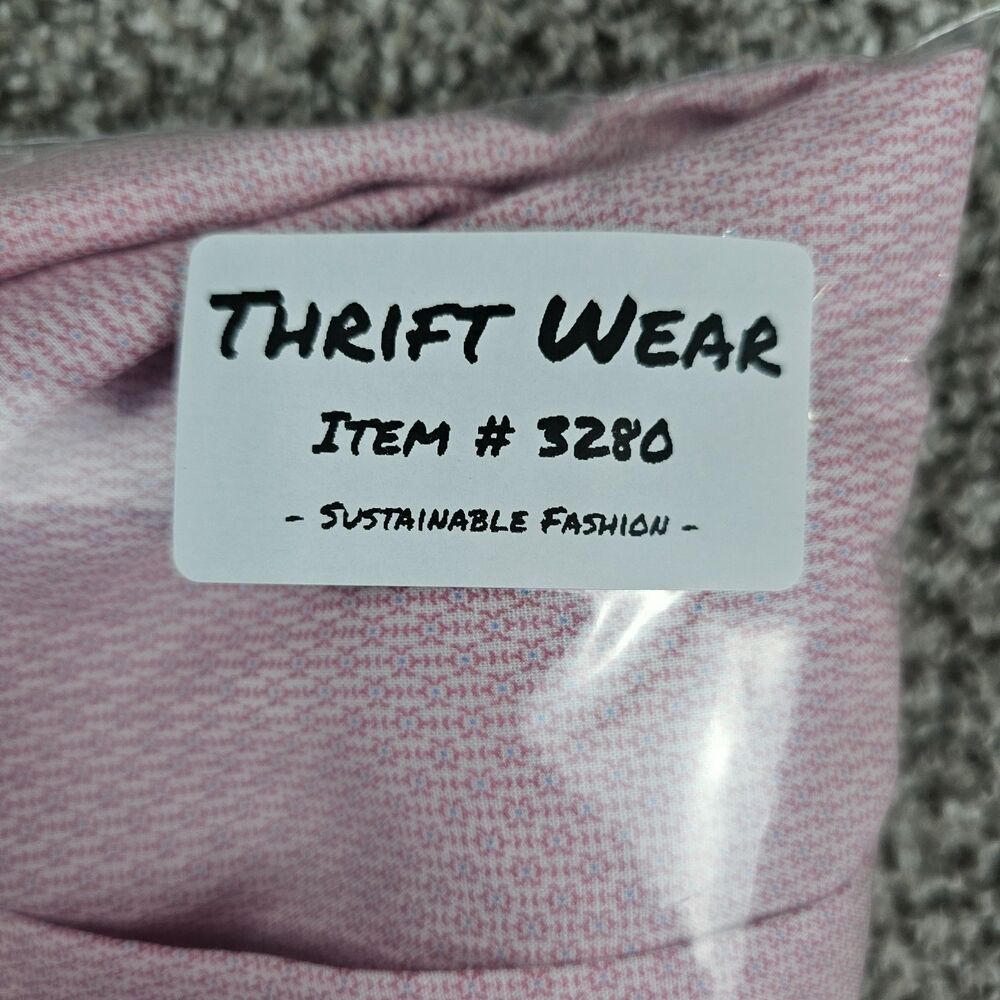 Peter Millar Shirt Mens Medium Pink Linen Blend Geometric Micro Print Casual AOP - Picture 10 of 10